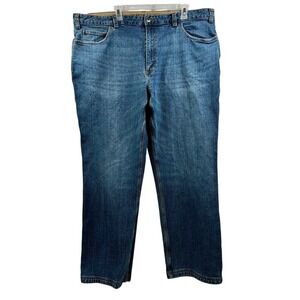 Duluth Trading Flex Ballroom Jeans 44x32 Relaxed Fit Mens Blue Denim Cotton